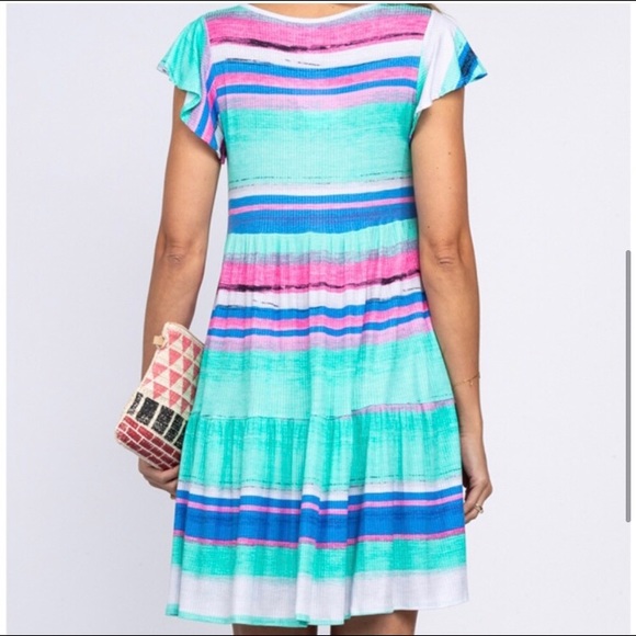 Striped colorful empire summer dress - Picture 3 of 4